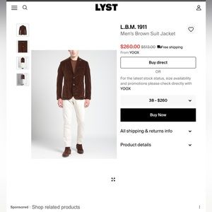 L.B.M. 1911 Mens Cotton Sport Coat Size 56 Regular Brown Blazer - NWT $750